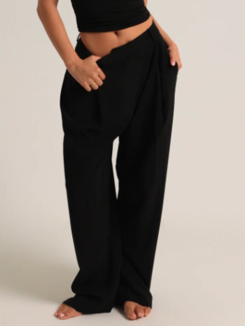 The Ivy Wide-Leg Trousers Black